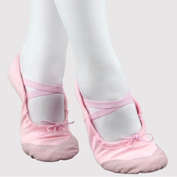 Balettskor Rosa Mjuk Antihalk Sula Flexibel Hållbar Canvas Andningsbar Flickor Dansskor för Barn Gymnastik Träning 26 EU Storlek