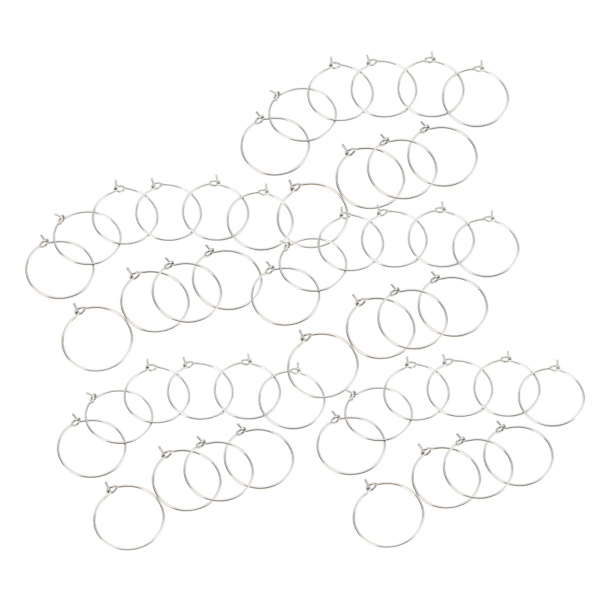 50 stk. 20 mm Bulk Hoop Øreringe i Rustfrit Stål DIY Anti Allergi Vinglas Ringe Smykkefremstilling Bryllup Fødselsdagsfest