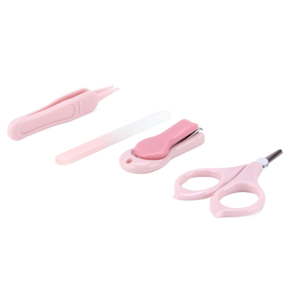 Nagelklippare Kit Cartoon Form Rostfritt Stål Baby Nageltrimmer med Pinsett Nagel Fil Förvaringslåda för Baby NagelvårdRosa