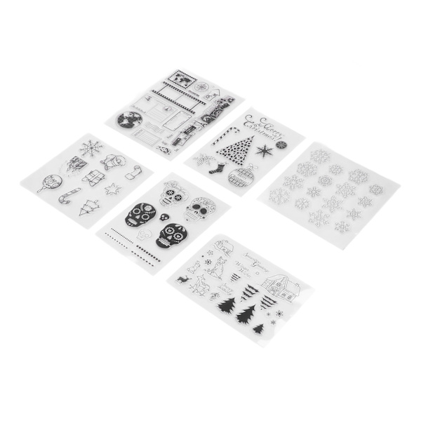 6 ark klare stempler par hodeskalle kart reise juledekorasjon mønster DIY transparente frimerker for kort lage dekorasjon