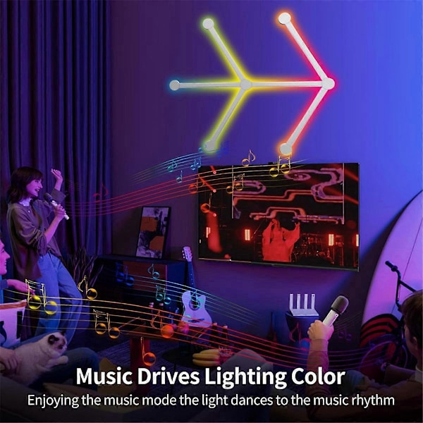 USB Smart Vägglampa RGB LED Ljusstavar 16 Miljoner Färger Svart