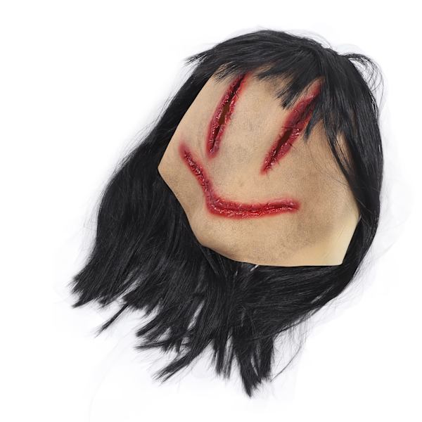 Halloween-kummitusnaamio Pelottava outo kauhuelokuvan paholaismaskia pitkillä hiuksilla Haunted House Dress Up -rekvisiittaa Cosplayhin