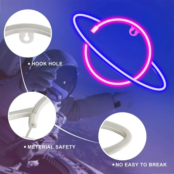 Planet Neon Lampe LED Neon Skilt Strimmel 5V Desktop Dekorativt Lys til Soveværelse Stue Dekoration