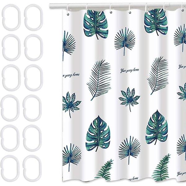 Jungle Leaves Print Polyesteri suihkuverho - 180x120cm, vedenpitävä, antibakteerinen, painotettu helma