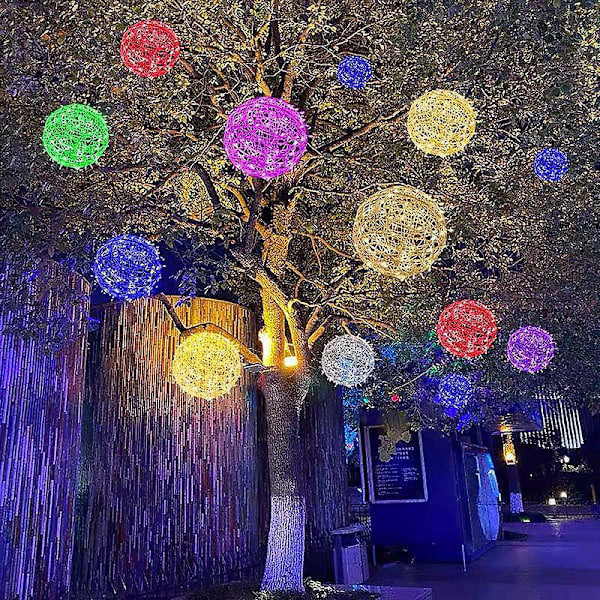 Sunny & Dry Flower Ball Tengqiu LED-strenglys - varm hvid, 2-delt sæt, 20 cm, USB-drevet - Perfekt til udendørs-, soveværelse- og bardekoration