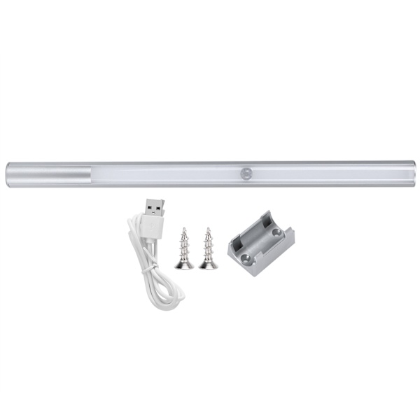 LED-kaappivalaisin, kannettava USB-lataus, liiketunnistin, yövalo, kulman säätö, valkoinen