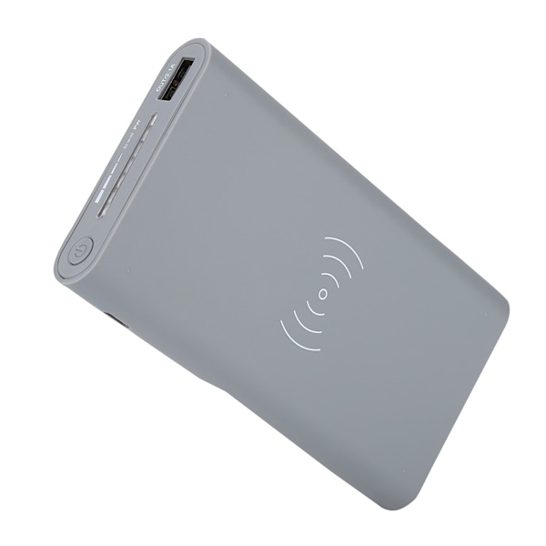 QI 3-i-1 trådløs lader Power Bank hurtiglading Qi mobil lader (grå)