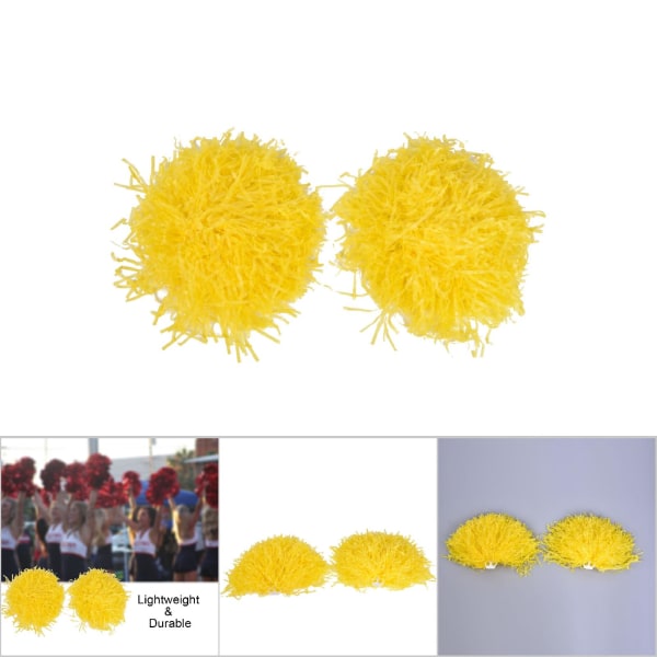 1 par cheerleader aerobics pom poms pumps för dansfest skolidrottstävling (gul)