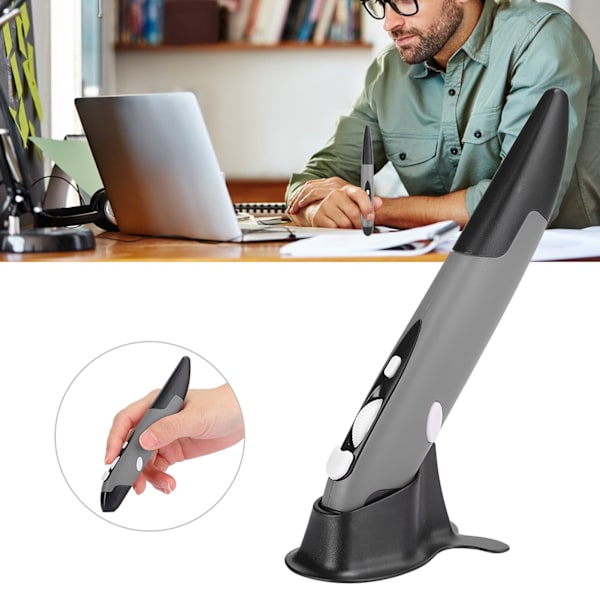 USB Computer Stylus PC Dele Trådløs 2.4G Mouse Pen Type Personlig Innovativ Lodret (Grå PR-03)