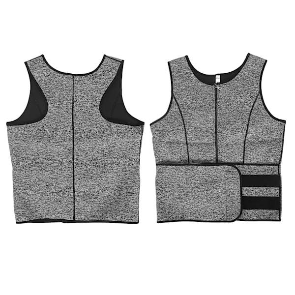 Mäns svett väst kropp shapewear midjetränare svett utomhus fitness sport träning väst grå L