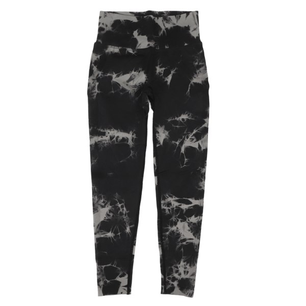 Tie Dye Leggings Sömlös hög midja Elastisk Svart Snabbtorkande Mjuka Andas Yoga Leggings för kvinnor M