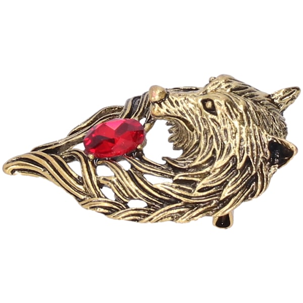 Brosch Pin Retro Lejonhuvud Herrkostym Rock Djurmönster Kavajslag Pin Fest Corsage Tillbehör Guld
