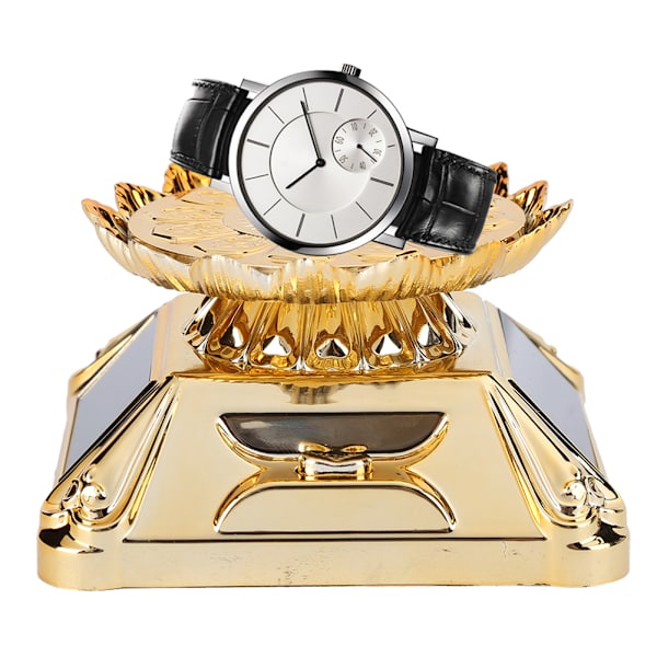 Roterande skivspelare Smycken Display Stativ Hållare Halsband Bricka Soldriven Guld 80 x 48 mm