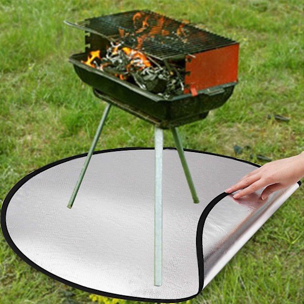 Rund Varmebestandig Bålplassmatte, Bålplassmatte for Uteplass, Brannhemmende Matte, Beskyttende Grillmatte, for Grill, Plen, Hage, Gulv, Bakgård Diameter 76c