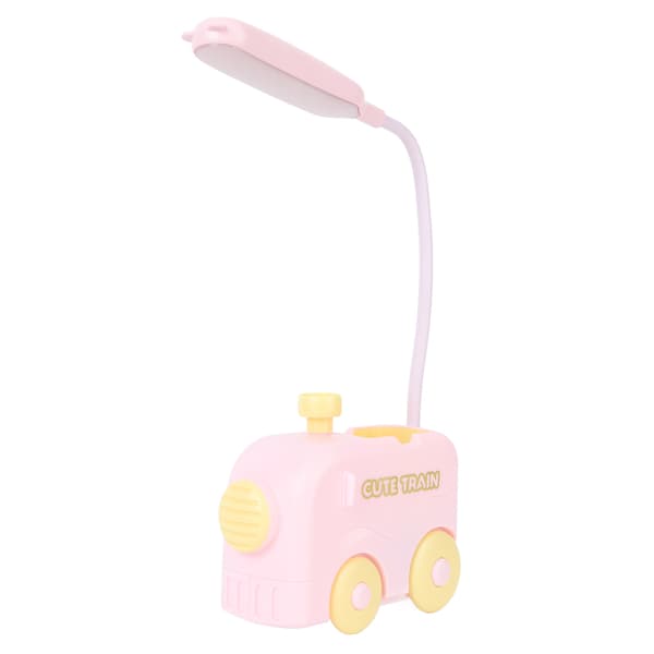 Mini Tog LED Nattbordslampe Øyebeskyttelse Studieleselys USB-lading med Pennholder for Barn Rosa
