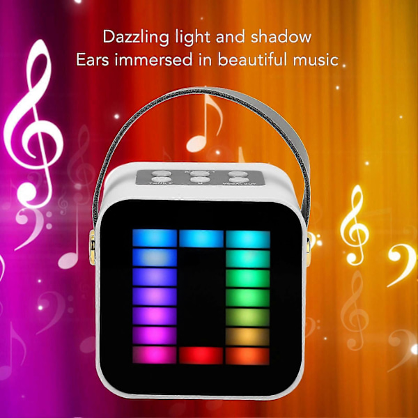 Mini Karaoke Maskine Sæt RGB Pickup Lys Digital Behandlingschip Håndholdt Bærbar Bluetooth Højttaler Med Mikrofon Hvid ZD.16