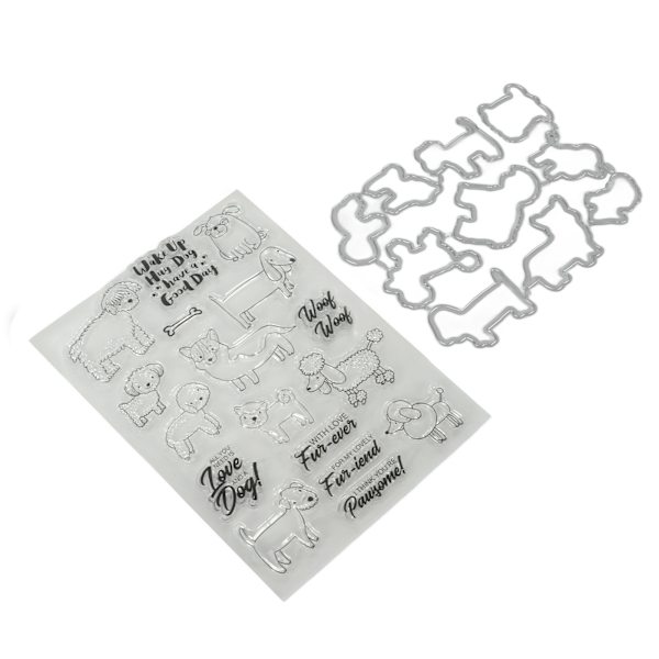 Klart stempelsett unikt hund- og saue-design transparent stempel preging skjærende dyse sett for DIY Scrapbook håndverk
