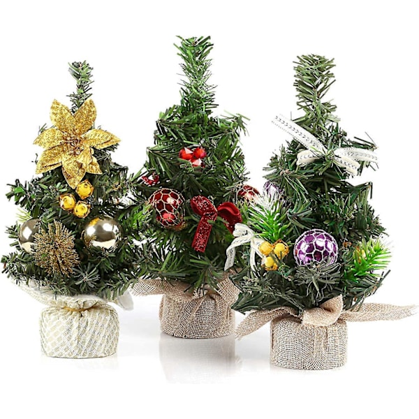 Mini Kunstig Juletre Mini, Sett med 3 Kunstige Juletrær for Hjemmedekorasjon, Butikk, Kontor 20 x 11 CM