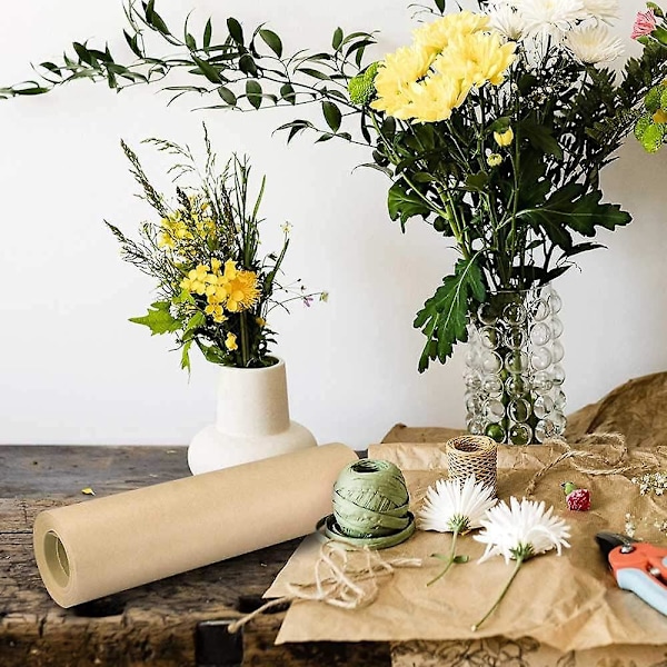 Återvunnen Naturlig Kraftpappersrulle för Konst & Hantverk, Presentinslagning, Förpackning, Bordlöpare 0,3m x 3m