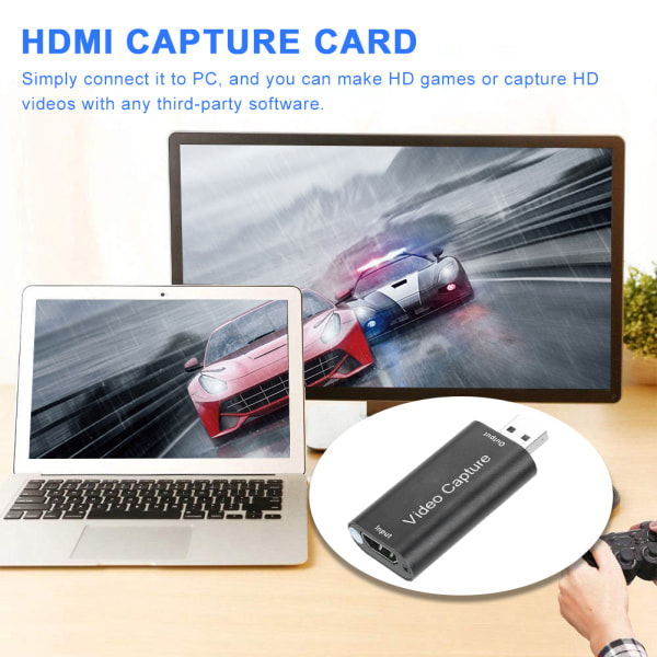 USB 2.0 HDMI HD Video Capture Card Mini Portable Adapter Svart for PC-datamaskin