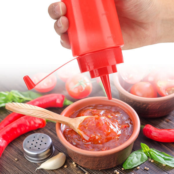 460 ml 10 stk. / sæt plastikkrydderidispenser til sauce, olie, fløde, eddike (rød)
