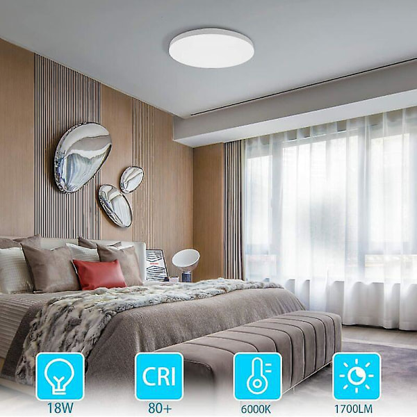 Moderne LED Taklampe, 18W Stue Taklampe 6000K Kald Hvit 1700K Rund Bad Taklampe Barne/Voksen Soverom Taklampe for Kjøkken