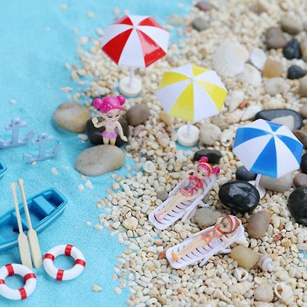 PVC Miniatyr Strandparaply Dekorasjon for Bonsai Mikro Landskap - Blå