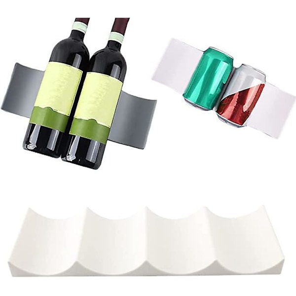 Flaskeholder til kjøleskap, 2 stk. Flaskeoppbevaringsmatte, stablebar vinstativ i plast, vinylle, flaskeholder for kjøkken, hvit/grå