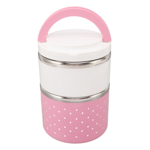 Bento Lunch Box i rostfritt stål Lätt PP-hölje Dubbelskikts Anti-läckage Mat Lunchbehållare för Student Rosa