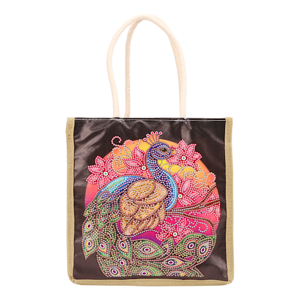 Rhinestone Maleri Tote Taske Phoenix Mønster Dyrke Evne Tålmodighed Nyd DIY Litterær Tote Taske til Gaver Picnic