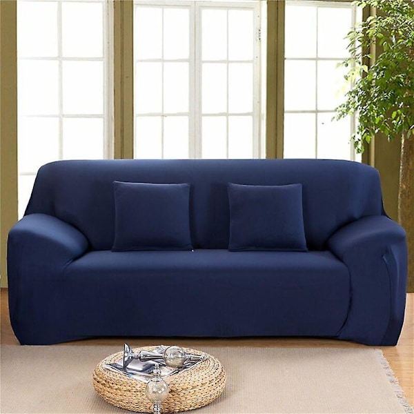 2-seters elastisk sofatrekk, sofatrekk sofatrekk sofatrekk stretch sofatrekk for sofa med armlener, marineblå