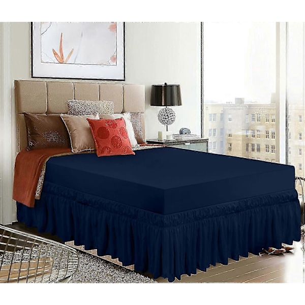 Dobbelt Elastisk Flæsekanter til Seng - Mikrofiber Flæsekanter til Seng Justerbar Enkeltseng Navy_SZXM