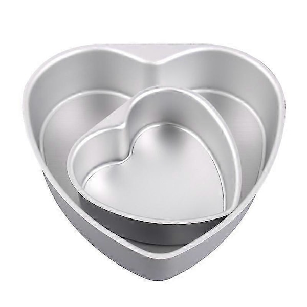 Hjerteformet Kakeform Sett - 6\" & 8\" Avtakbar Bunn Aluminiumformer, Non-stick, Lett å Rengjøre_SZXM