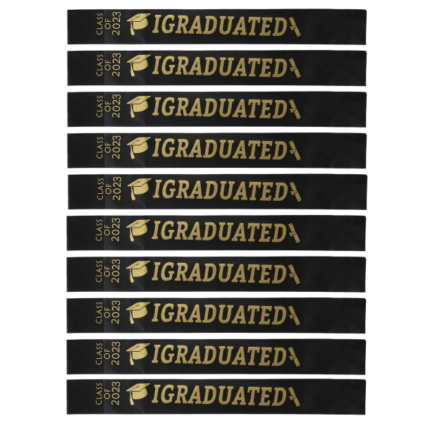 10 stk Graduation Sash Class of 2023 Stole with Gold Glitter Letter I dimitterede til fest