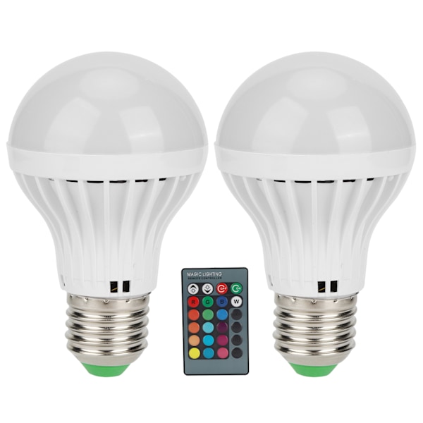 2 st E27 3W RGB-lampa Färgförändrande glödlampa Ljus Hembelysning med fjärrkontroll 85V‑265V