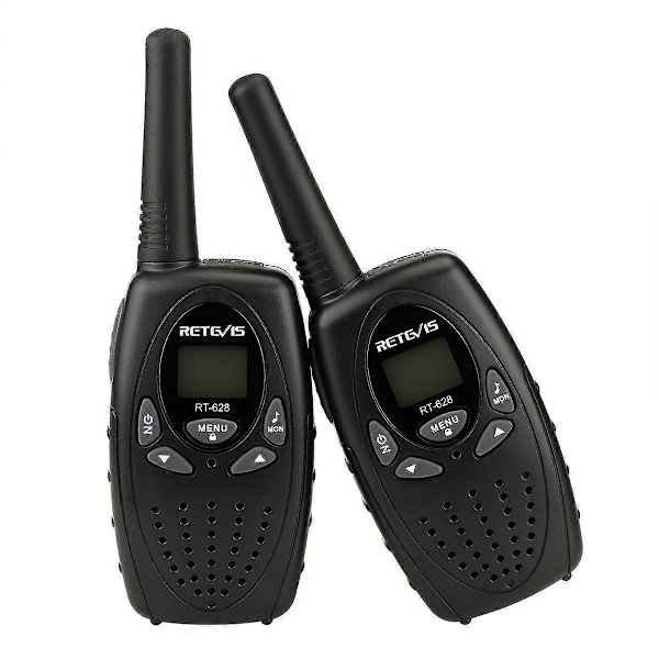 RT628 Svarta Walkie Talkies för Barn 1 Par, Lång Räckvidd VOX Knapplås Leksaker Presenter för Födelsedag och Helg, Lätt att Använda för Camping, Vandring