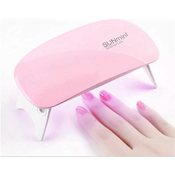 Negletørker 6W Neglelampe Mini LED Lys Negletørker UV Gel Sammenleggbar Mus Fototerapi Maskin Bærbar Neglelampe Verktøy - Rosa