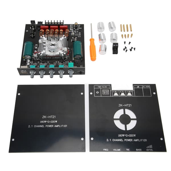 BT Effektforstærker Board Stereo 2.1 Kanal Indbygget Køleventilator USB Forstærker Board DC15‑36V