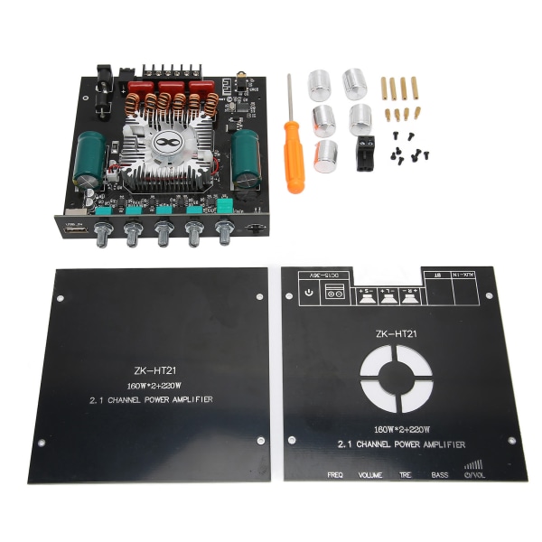 BT strømforsterkerkort Stereo 2.1-kanals innebygd kjølevifte USB-forsterkerkort DC15‑36V