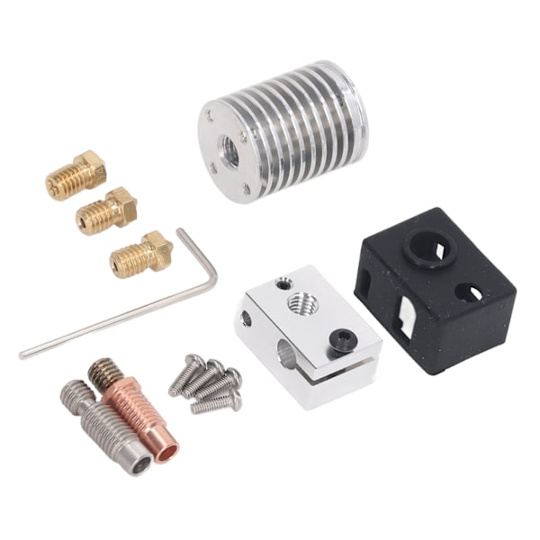 3D-printer Hotend-kit 0,4 mm messingdyse aluminiumvarmeblok bimetallisk hals Hot End-dele til V6