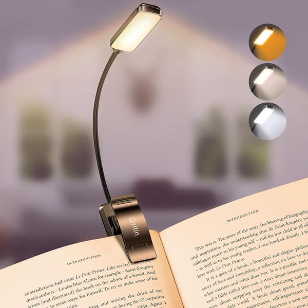 2-pack Rechargeable Reading Light, 9 LED Book Light, Clip-on, Stepless Dimming & 3 Eye-Care Modes (Cool & Warm White), 360° Flexible Neck, Indicator