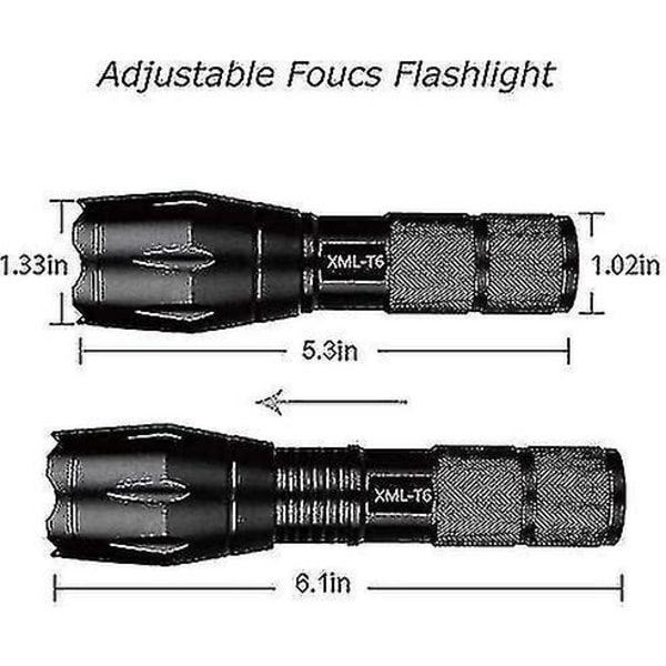 Flerfärgad 4-i-1 zoombar jaktficklampa, 300 lumen vitt/rött/grönt/blått ljus