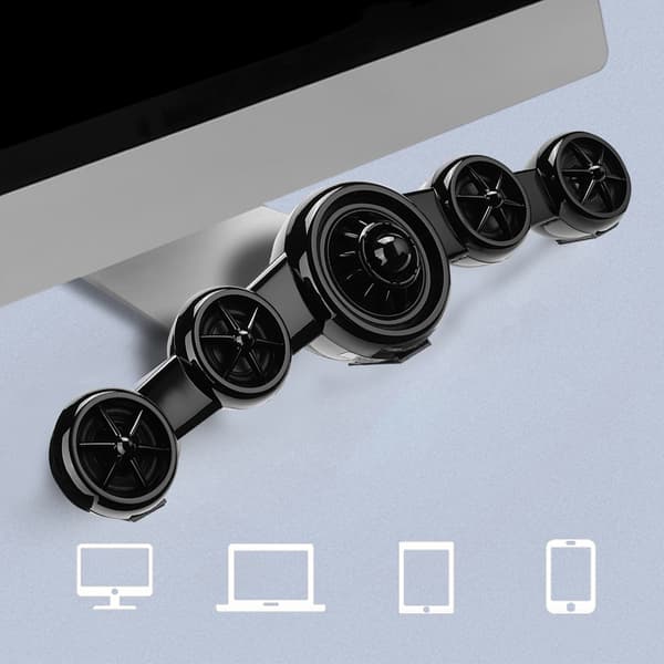 SADA D-219 Flyformet Multimedie Subwoofer Højttalerboks til Stationær Mobiltelefon Sort