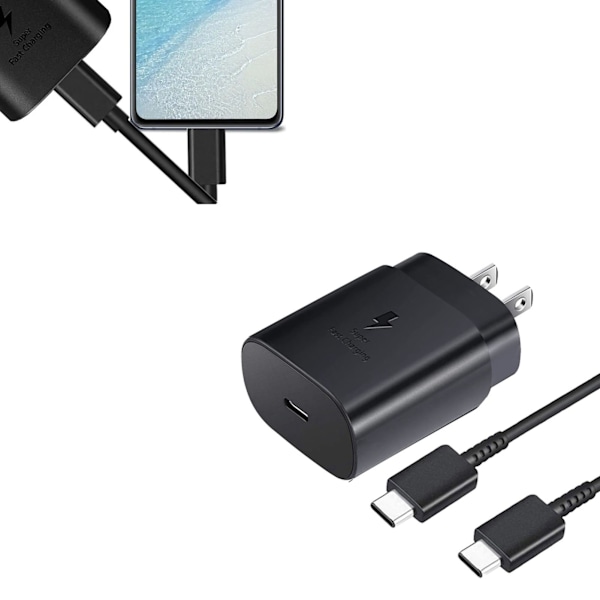 25W Laddare USB Typ C Power Väggladdare Block Laddningskabel för Samsung S21S20