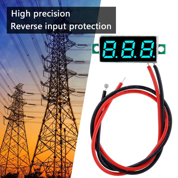 1 stk Digital 0,28″LED-skjerm Voltmeter DC Spenningsmålerpanel 2,5-30V (Blå)