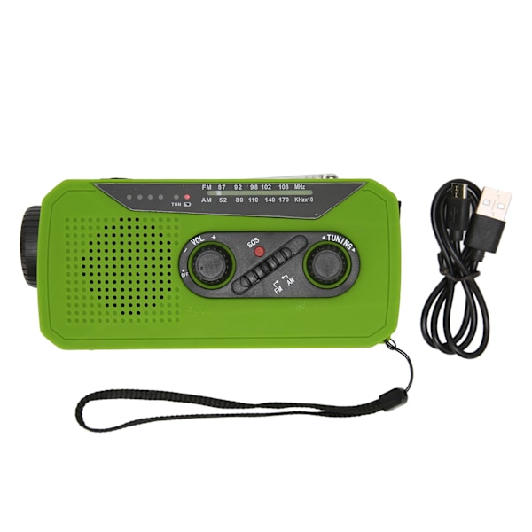 Handvev Radio AM/FM/SOS Full Band USB Uppladdningsbar utomhus LED Solar Powered Emergency Radio Ficklampa