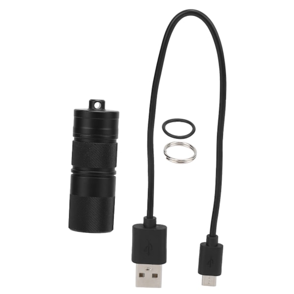 Mini EDC Oppladbar LED Lommelykt Mikro Kraftig Lommelykt med Innebygd Batteri USB-kabel