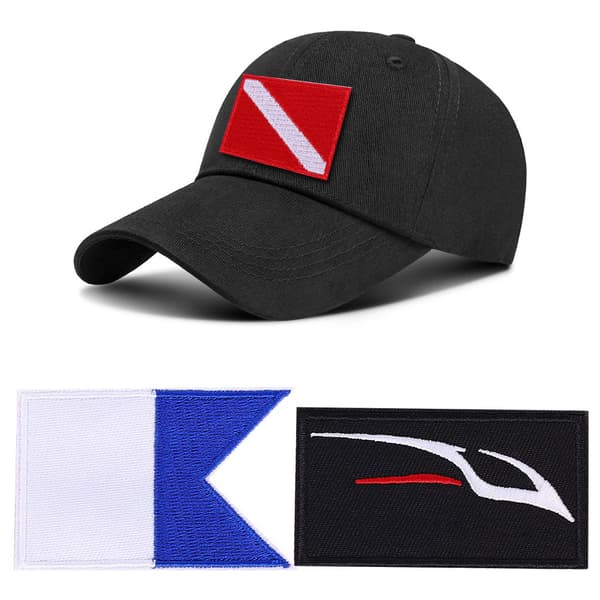 3 stk. Scuba Diving Flag Patch Broderet Dykker Badge DIY Tilbehør til Rygsæk Hat