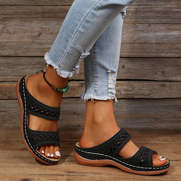 Ortopediske flip-flops for kvinner | Stilig sommer sandal med åpen tå37 Dunkelblau