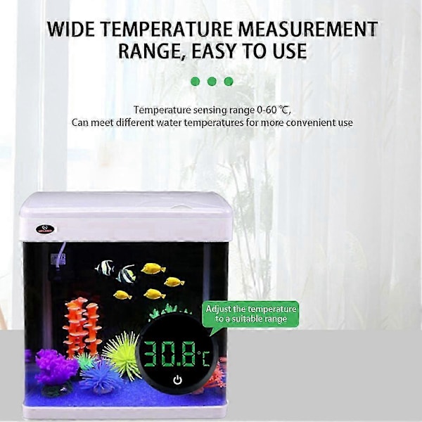 LCD Digital Akvarietermometer Trådlös Pekskärm Temperaturmätare för Terrarium Amfibier